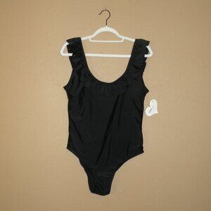 NWT Sugar Coast by lolli swim Black Ruffle One Piece Swimsuit Bathing Suit